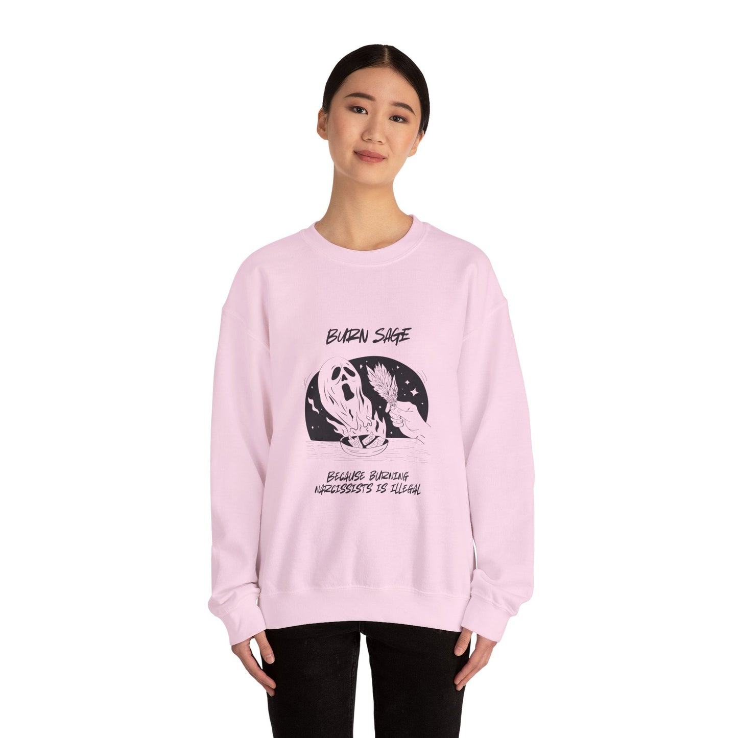 Burn Sage Crewneck Sweatshirt — Witchy Smudging Graphic Pullover - Someone Has to Say It