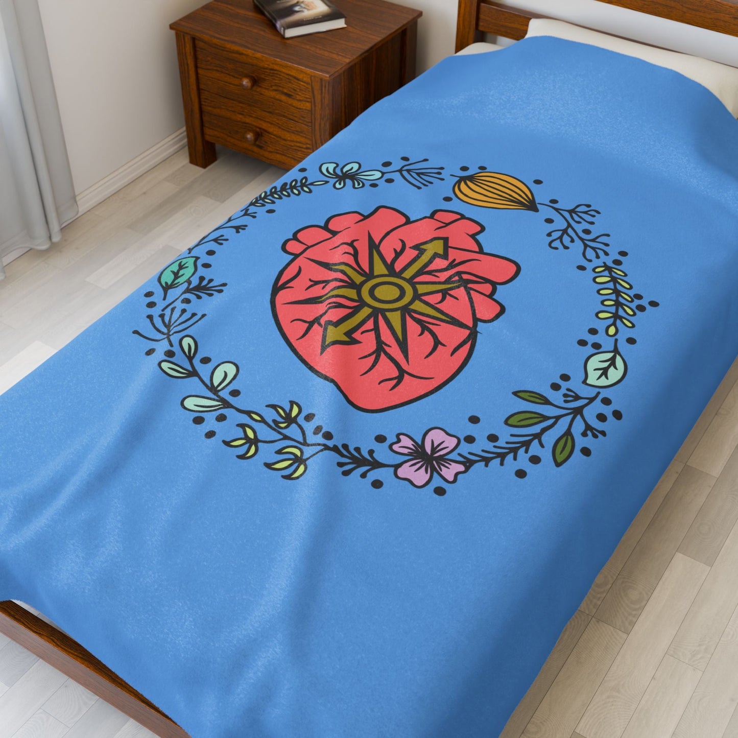 Anatomical Heart Floral Velveteen Plush Blanket - Someone Has to Say It