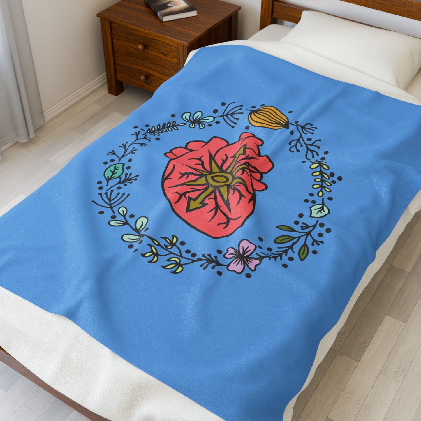 Anatomical Heart Floral Velveteen Plush Blanket - Someone Has to Say It