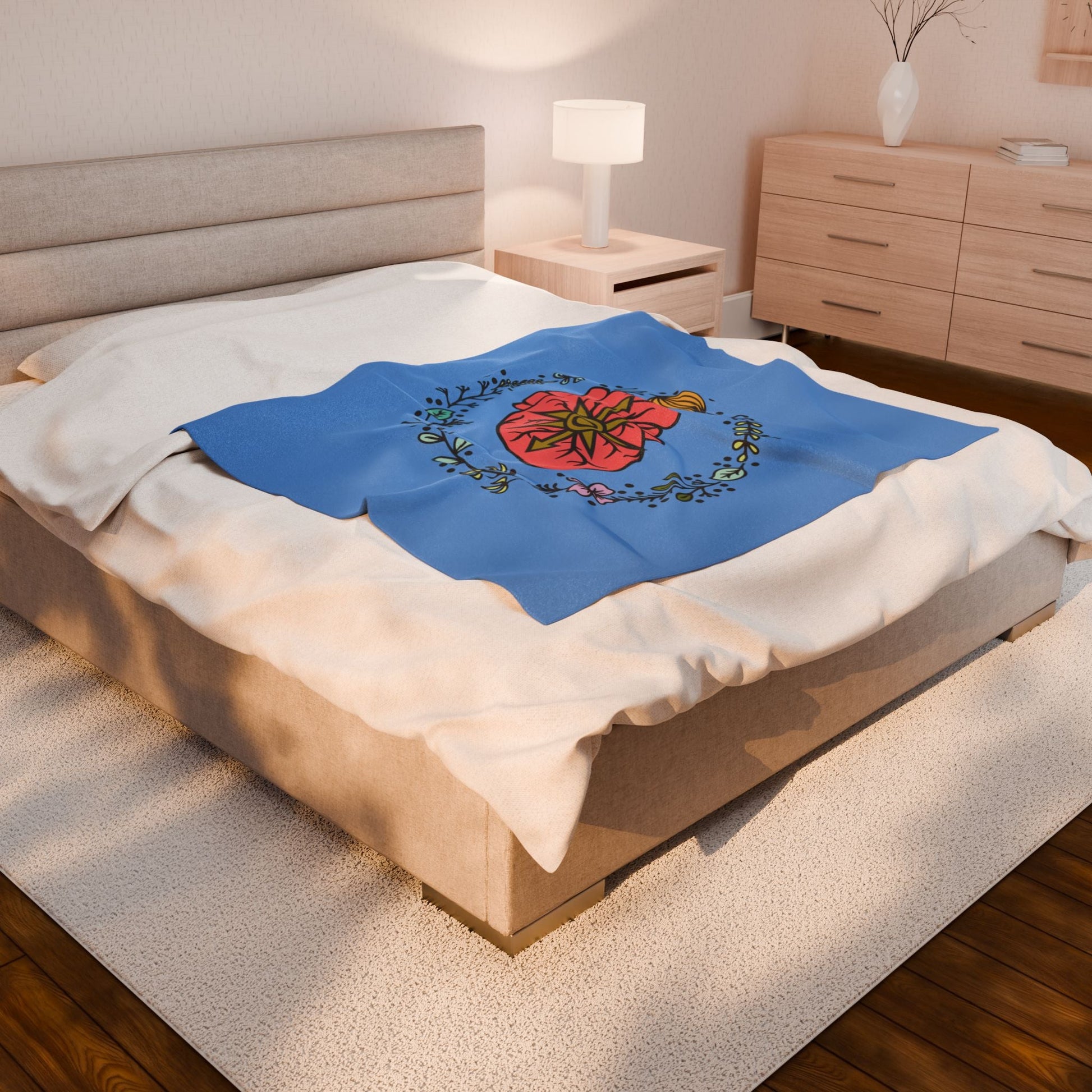 Anatomical Heart Floral Velveteen Plush Blanket - Someone Has to Say It
