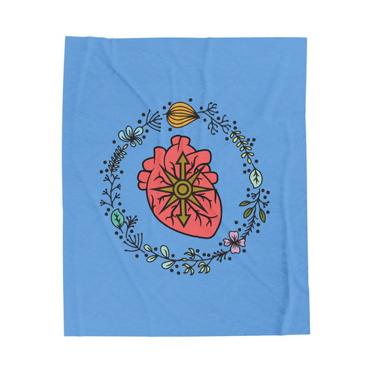 Anatomical Heart Floral Velveteen Plush Blanket - Someone Has to Say It