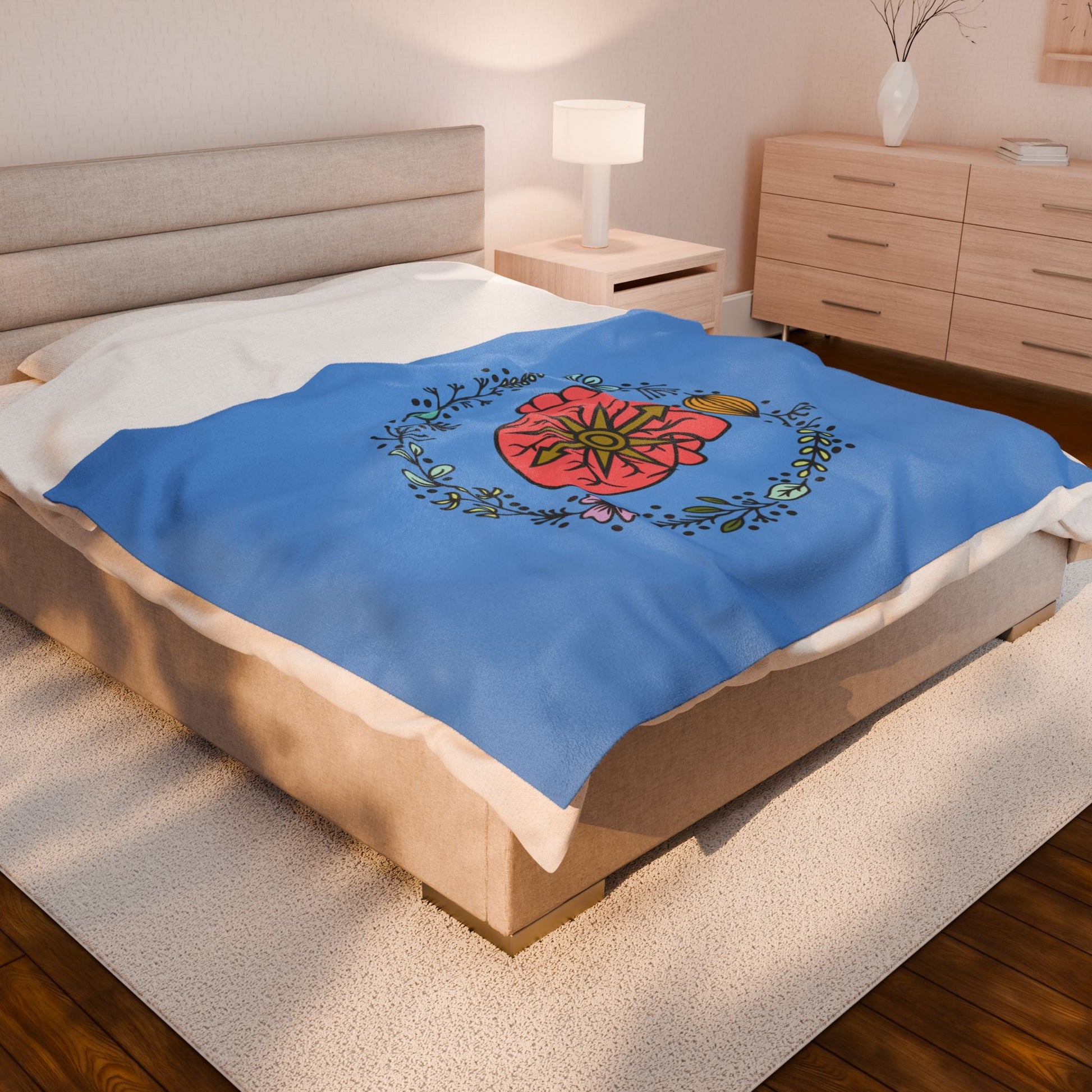 Anatomical Heart Floral Velveteen Plush Blanket - Someone Has to Say It