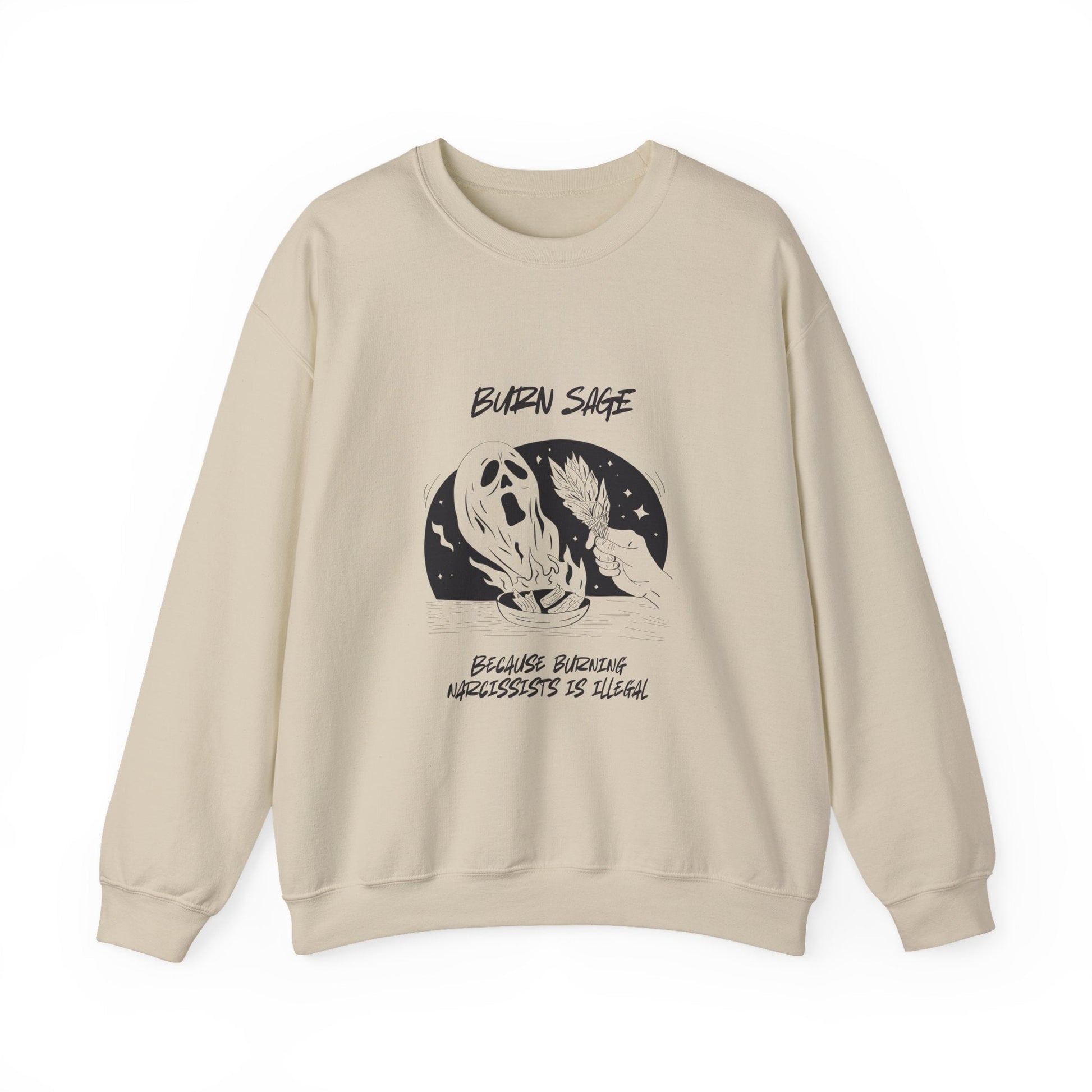 Burn Sage Crewneck Sweatshirt — Witchy Smudging Graphic Pullover - Someone Has to Say It