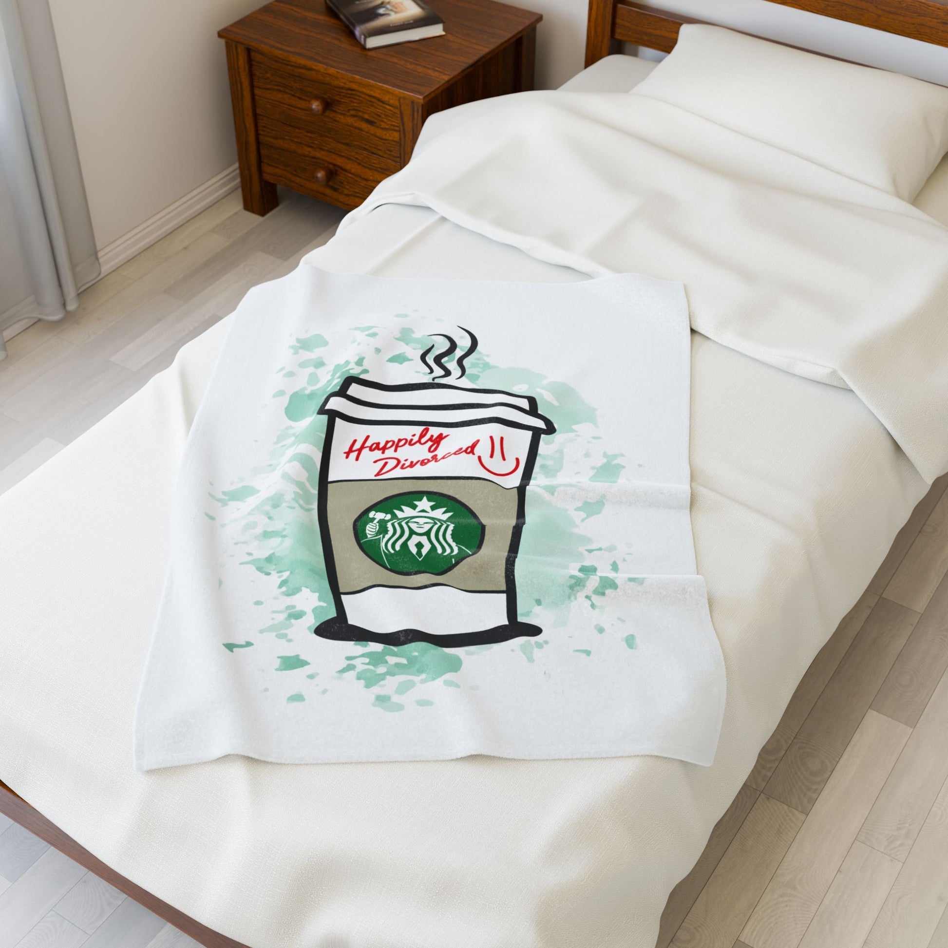 Coffee Cup Plush Blanket — “Happily Drippped” Velveteen Throw for Coffee Lovers - Someone Has to Say It
