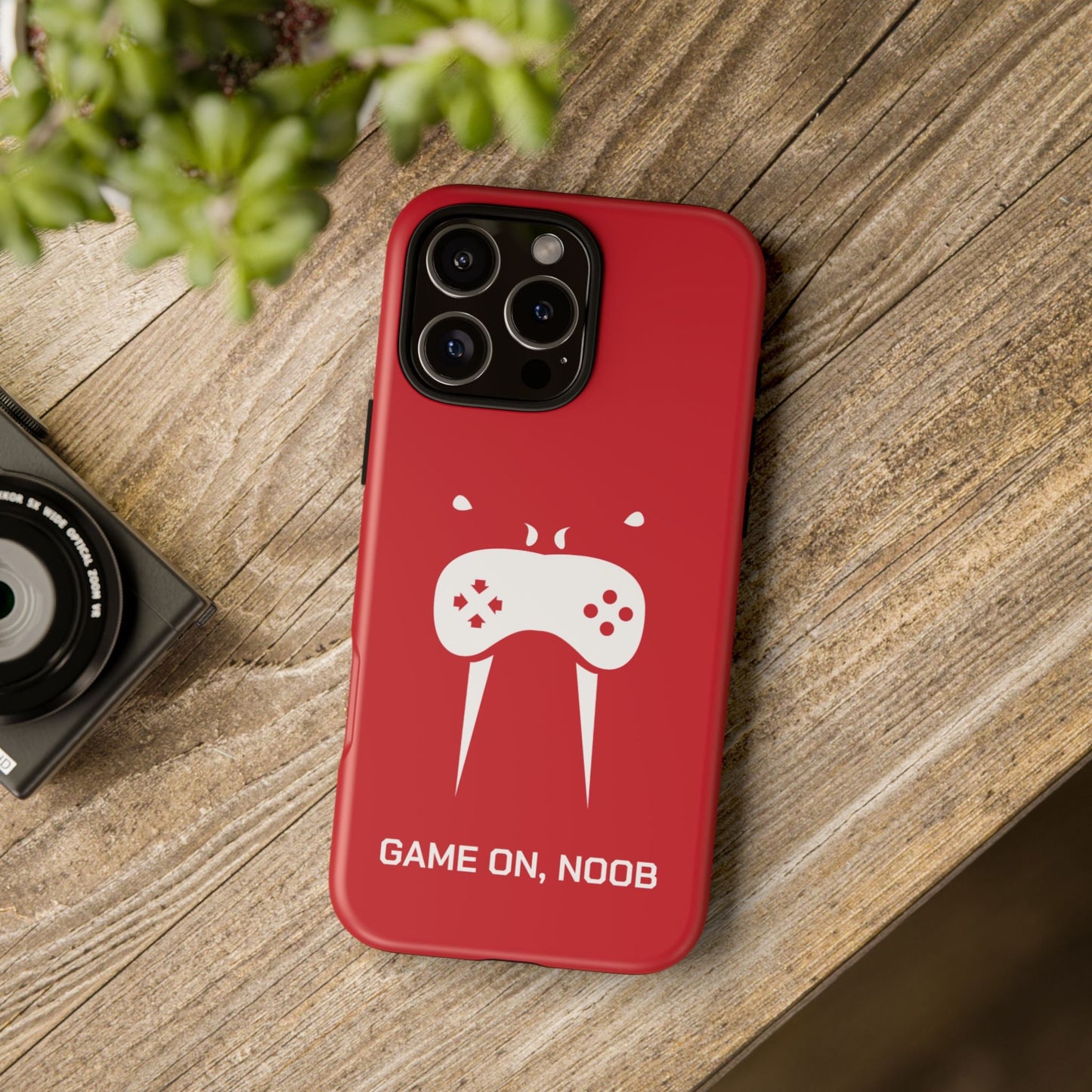 Gamer Phone Case — "Game On, Noob" Red Protective iPhone Cover - Someone Has to Say It
