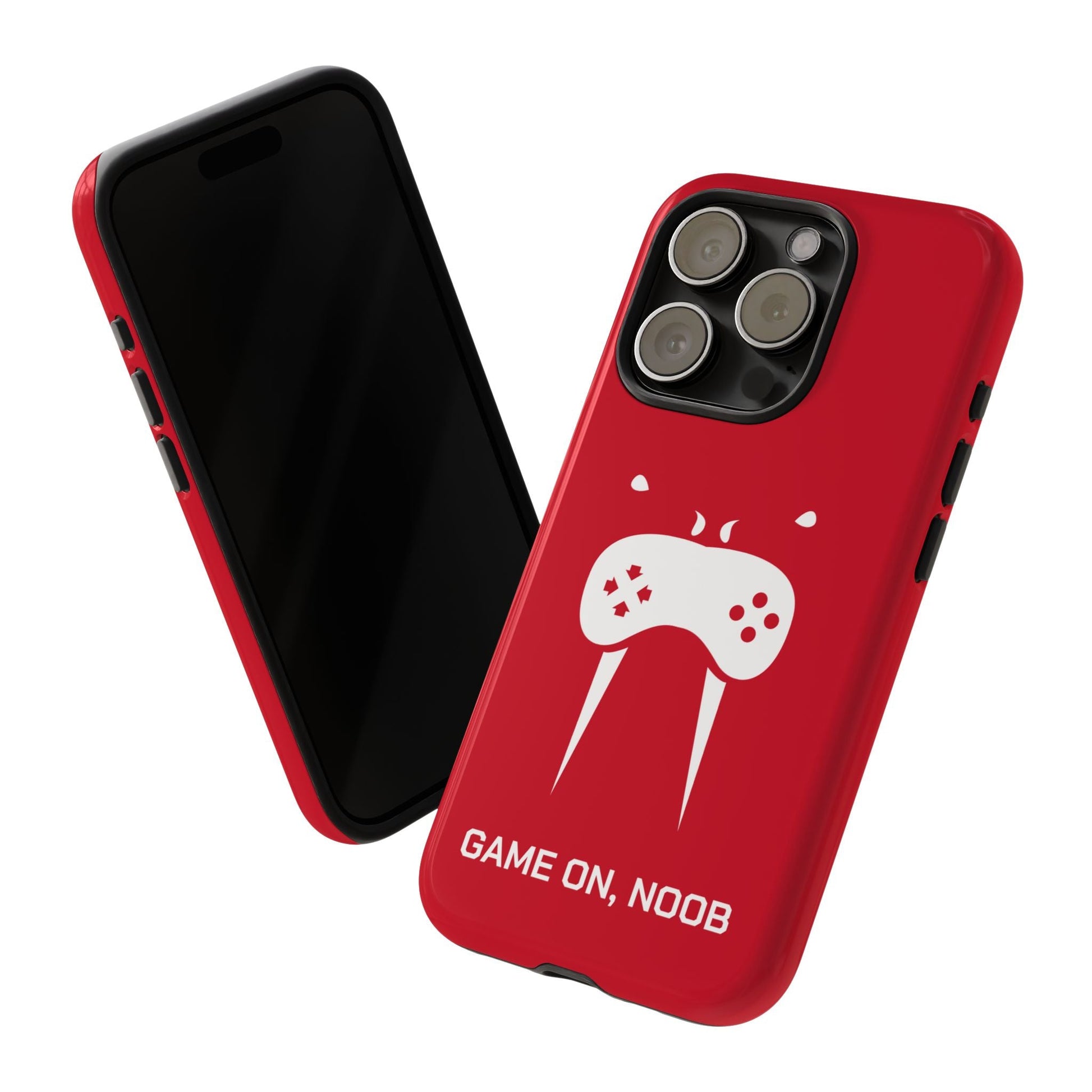 Gamer Phone Case — "Game On, Noob" Red Protective iPhone Cover - Someone Has to Say It