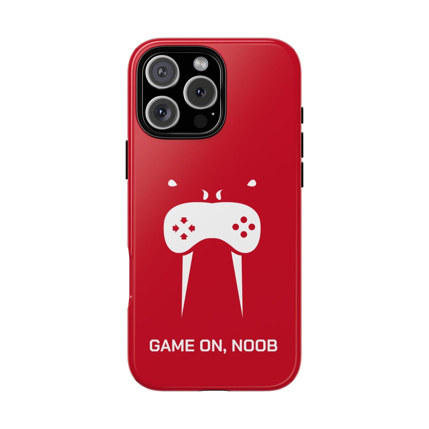 Gamer Phone Case — "Game On, Noob" Red Protective iPhone Cover - Someone Has to Say It
