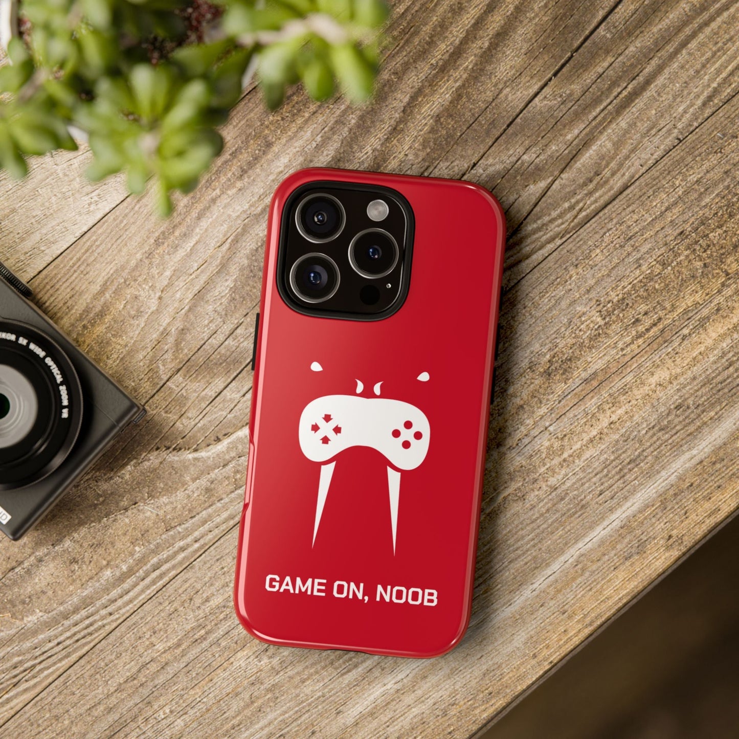 Gamer Phone Case — "Game On, Noob" Red Protective iPhone Cover - Someone Has to Say It
