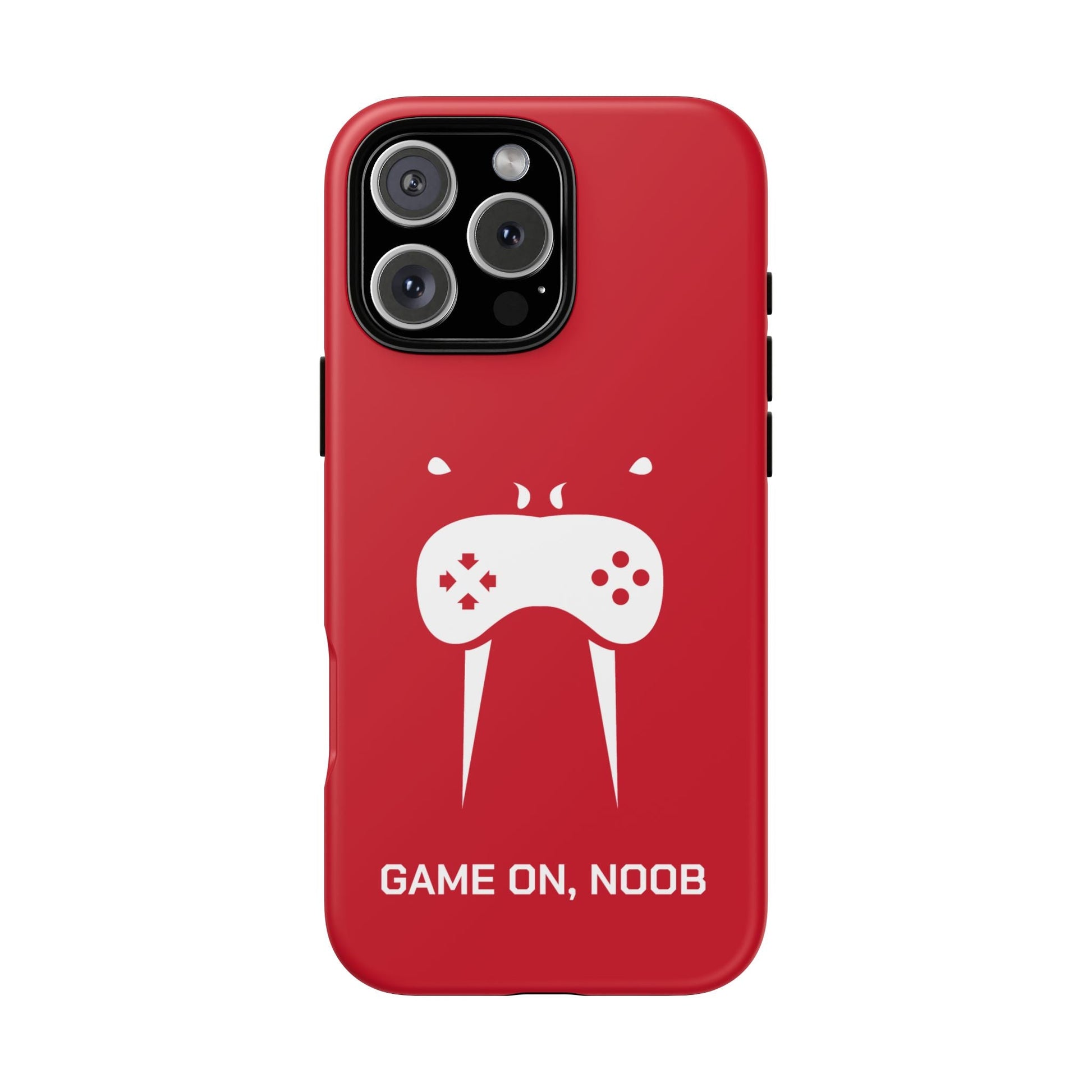 Gamer Phone Case — "Game On, Noob" Red Protective iPhone Cover - Someone Has to Say It