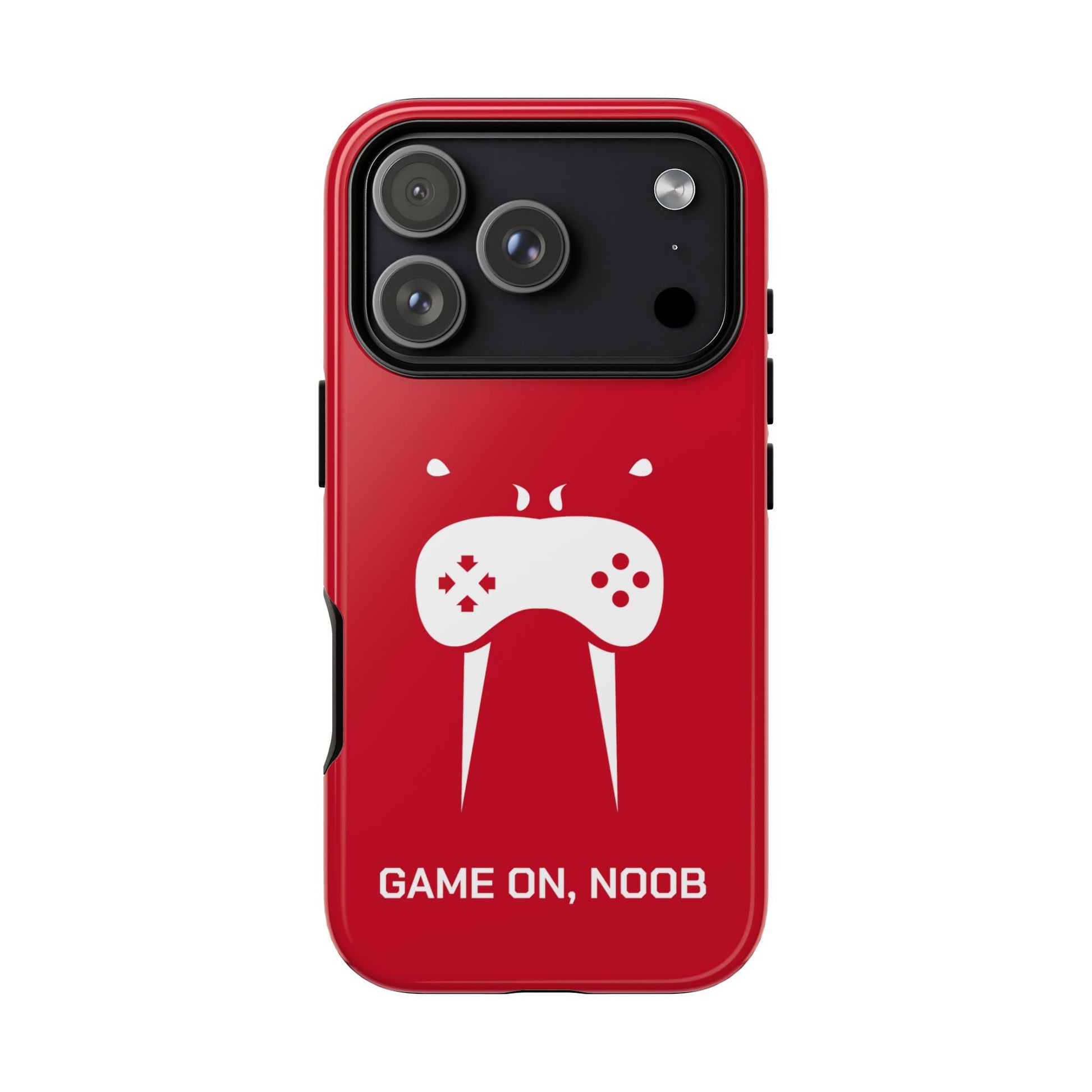 Gamer Phone Case — "Game On, Noob" Red Protective iPhone Cover - Someone Has to Say It
