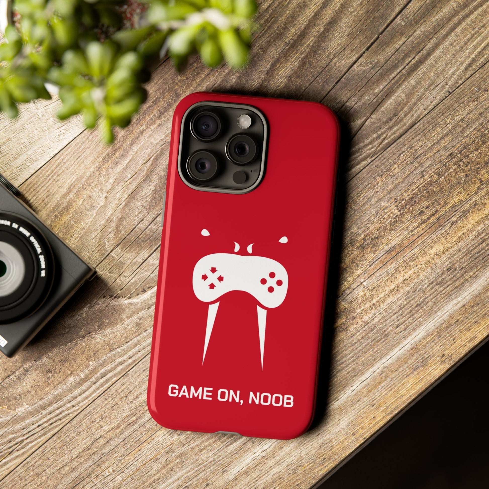 Gamer Phone Case — "Game On, Noob" Red Protective iPhone Cover - Someone Has to Say It