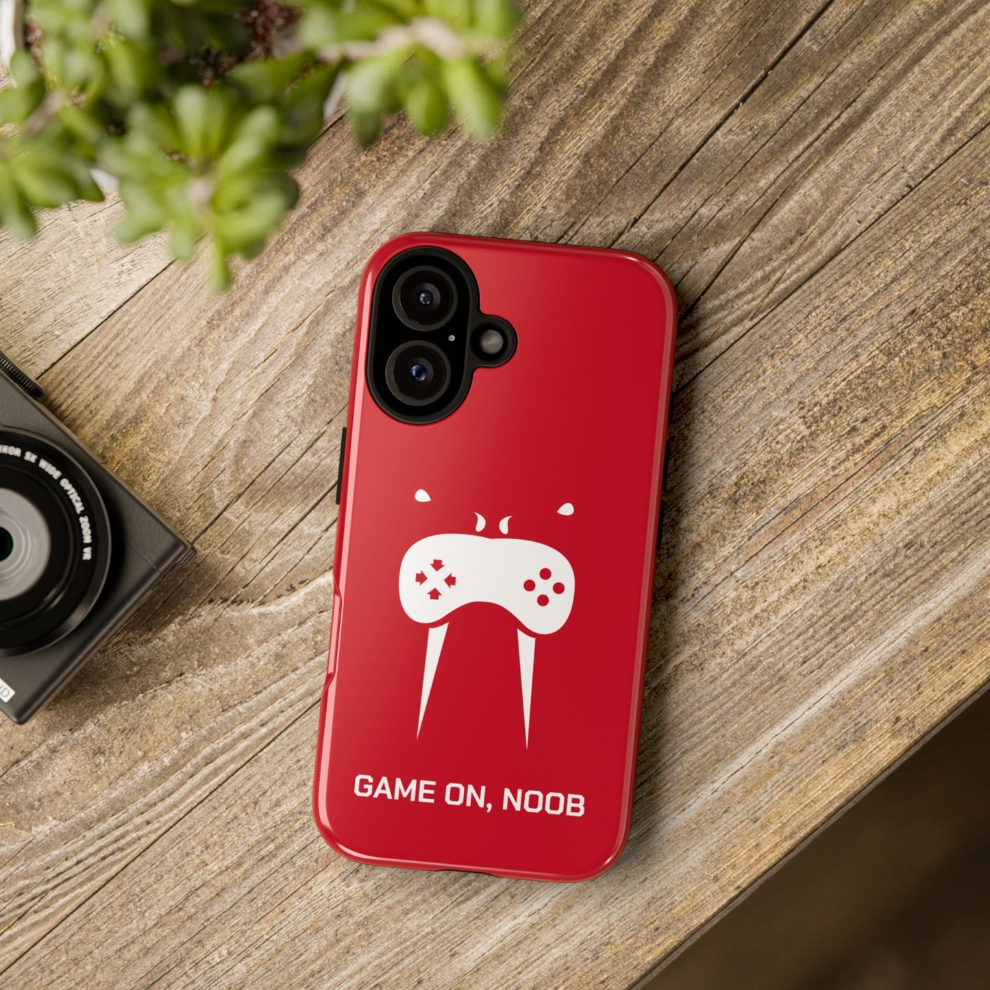 Gamer Phone Case — "Game On, Noob" Red Protective iPhone Cover - Someone Has to Say It