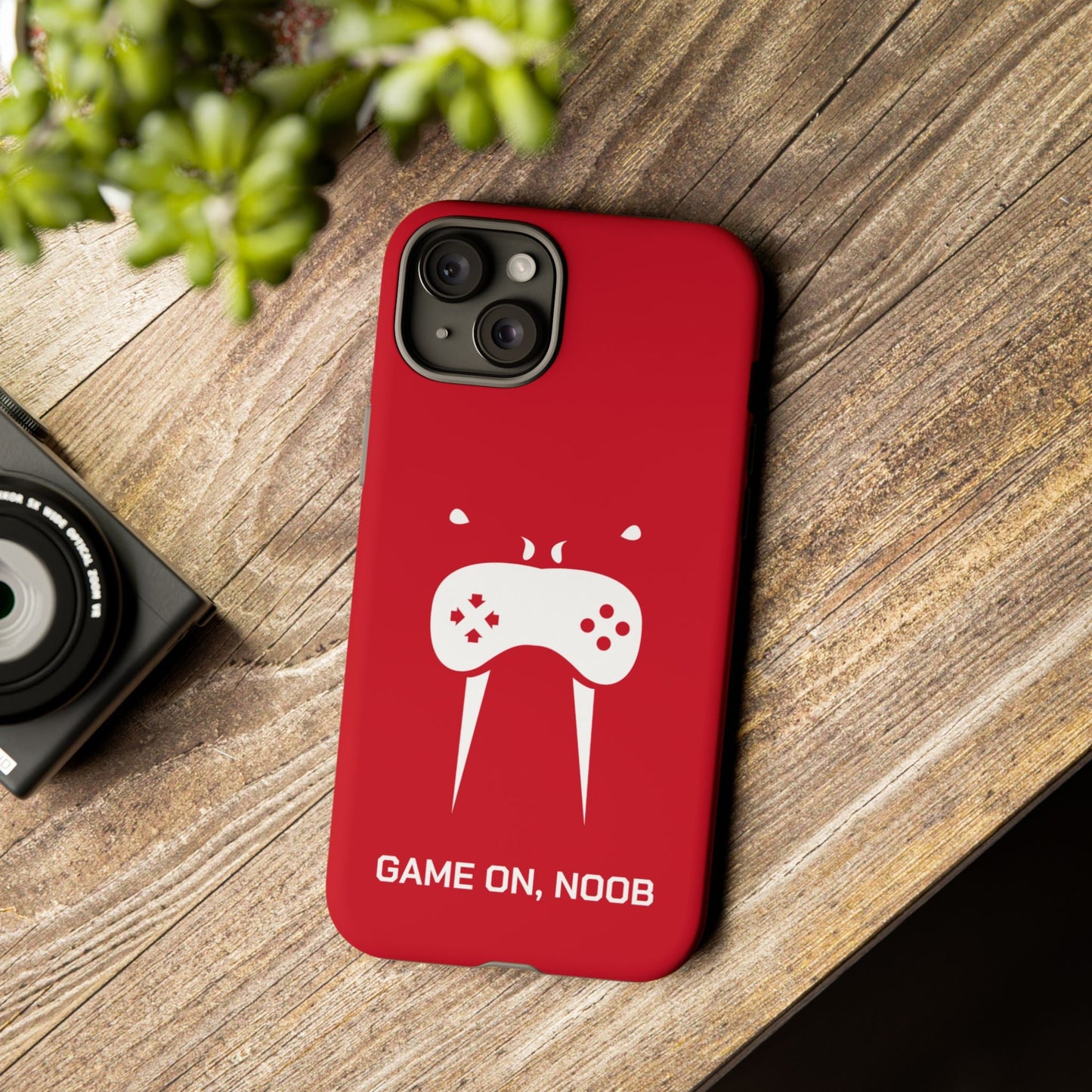 Gamer Phone Case — "Game On, Noob" Red Protective iPhone Cover - Someone Has to Say It