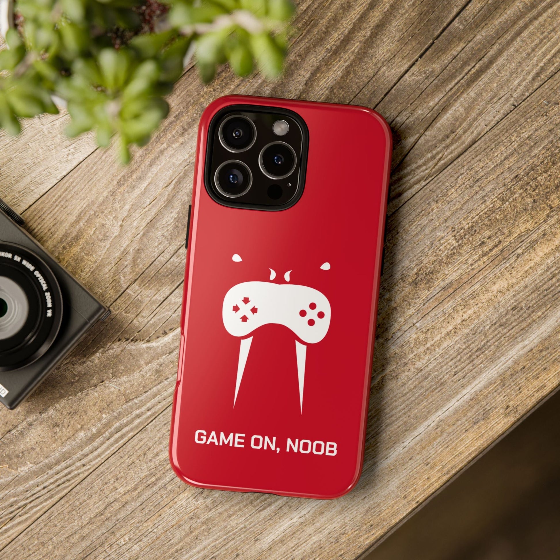 Gamer Phone Case — "Game On, Noob" Red Protective iPhone Cover - Someone Has to Say It