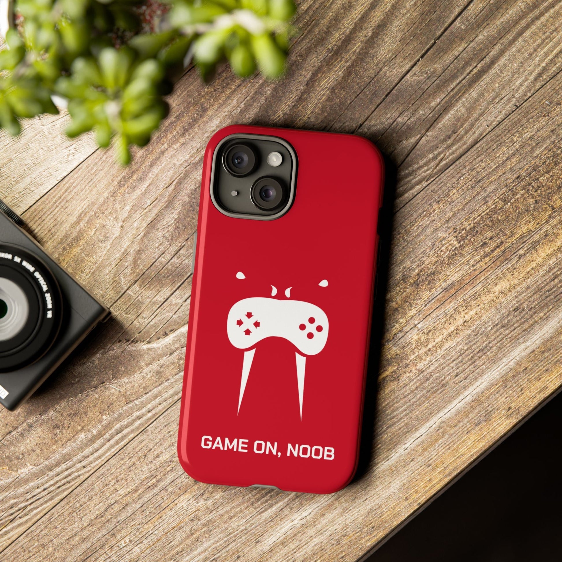 Gamer Phone Case — "Game On, Noob" Red Protective iPhone Cover - Someone Has to Say It