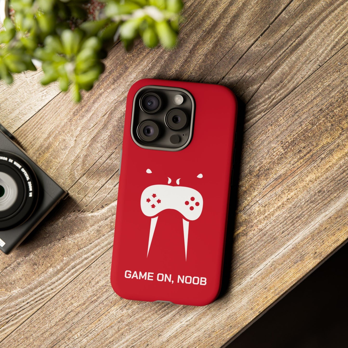 Gamer Phone Case — "Game On, Noob" Red Protective iPhone Cover - Someone Has to Say It