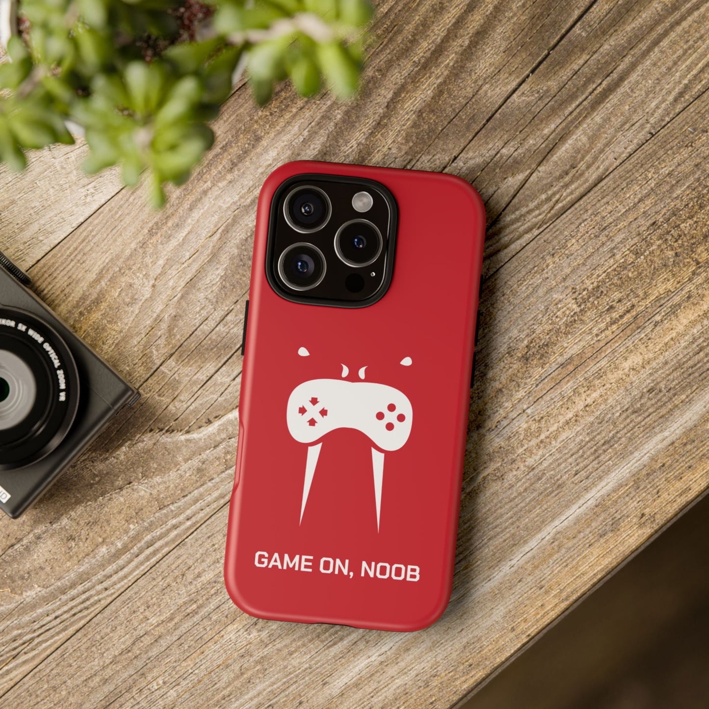 Gamer Phone Case — "Game On, Noob" Red Protective iPhone Cover - Someone Has to Say It