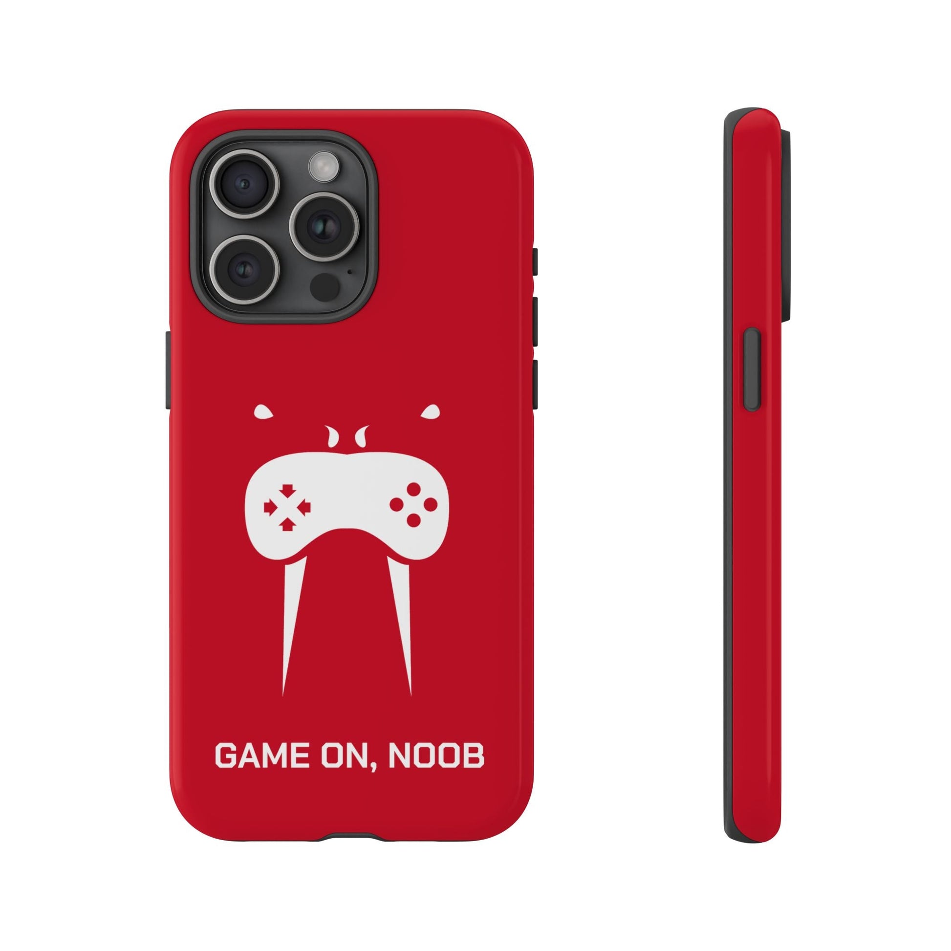 Gamer Phone Case — "Game On, Noob" Red Protective iPhone Cover - Someone Has to Say It