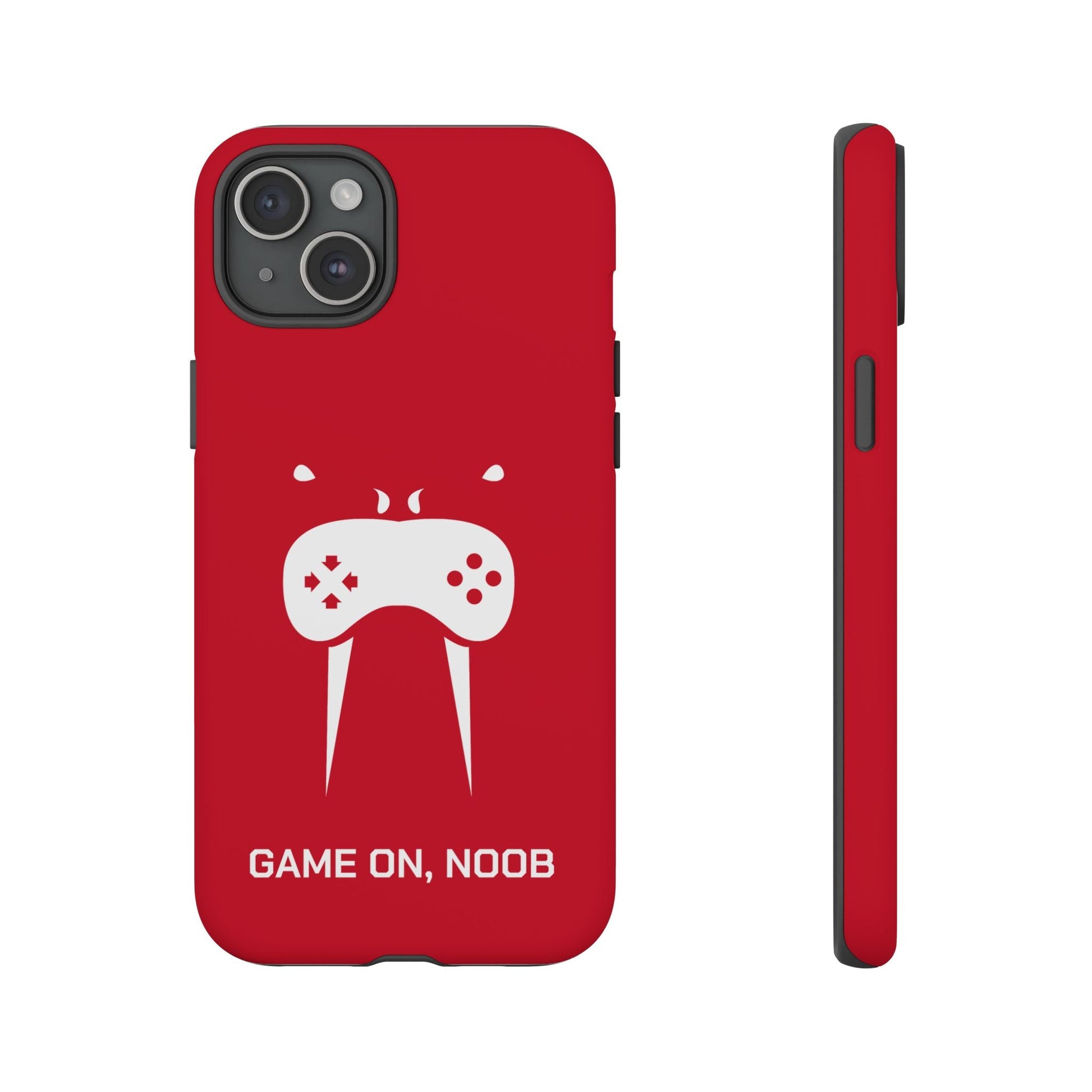 Gamer Phone Case — "Game On, Noob" Red Protective iPhone Cover - Someone Has to Say It