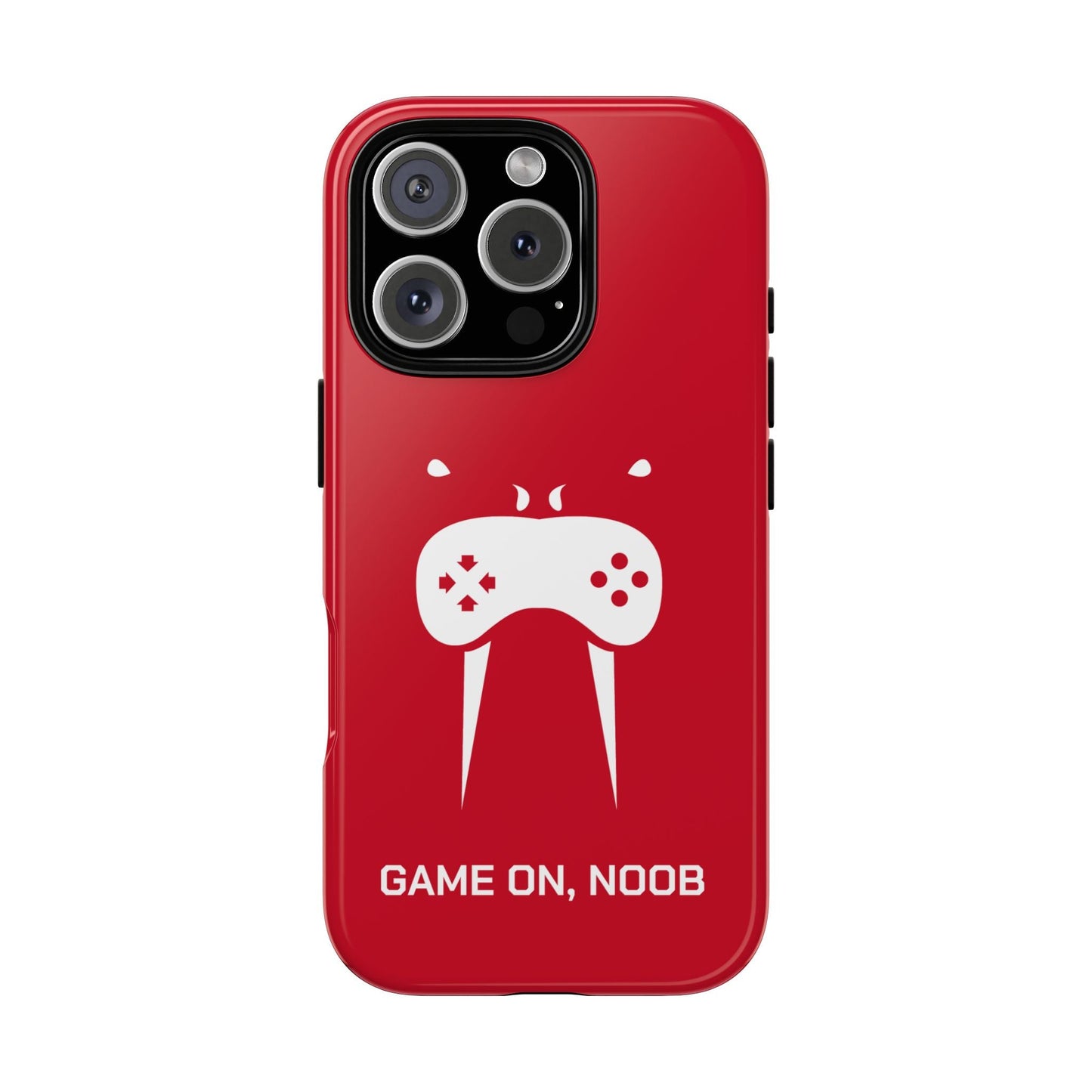 Gamer Phone Case — "Game On, Noob" Red Protective iPhone Cover - Someone Has to Say It