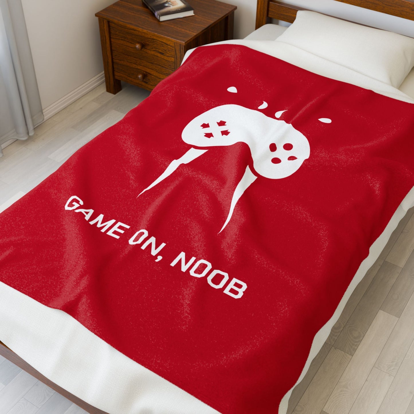 Gaming Velveteen Plush Blanket — "Game On, Noob" Cozy Gamer Throw - Someone Has to Say It