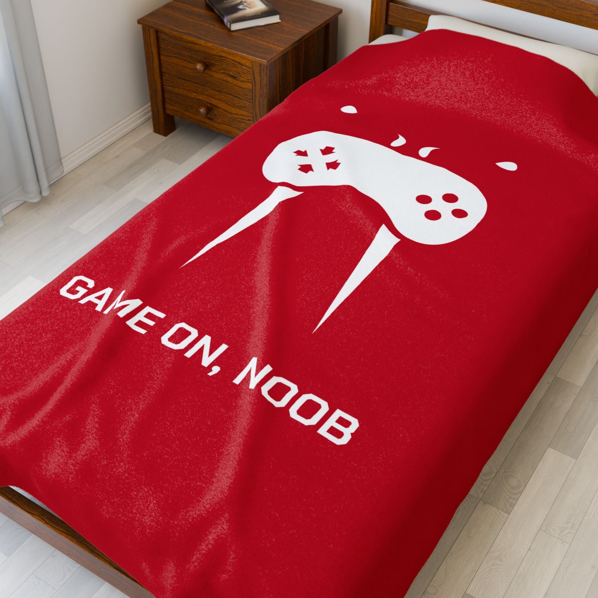 Gaming Velveteen Plush Blanket — "Game On, Noob" Cozy Gamer Throw - Someone Has to Say It