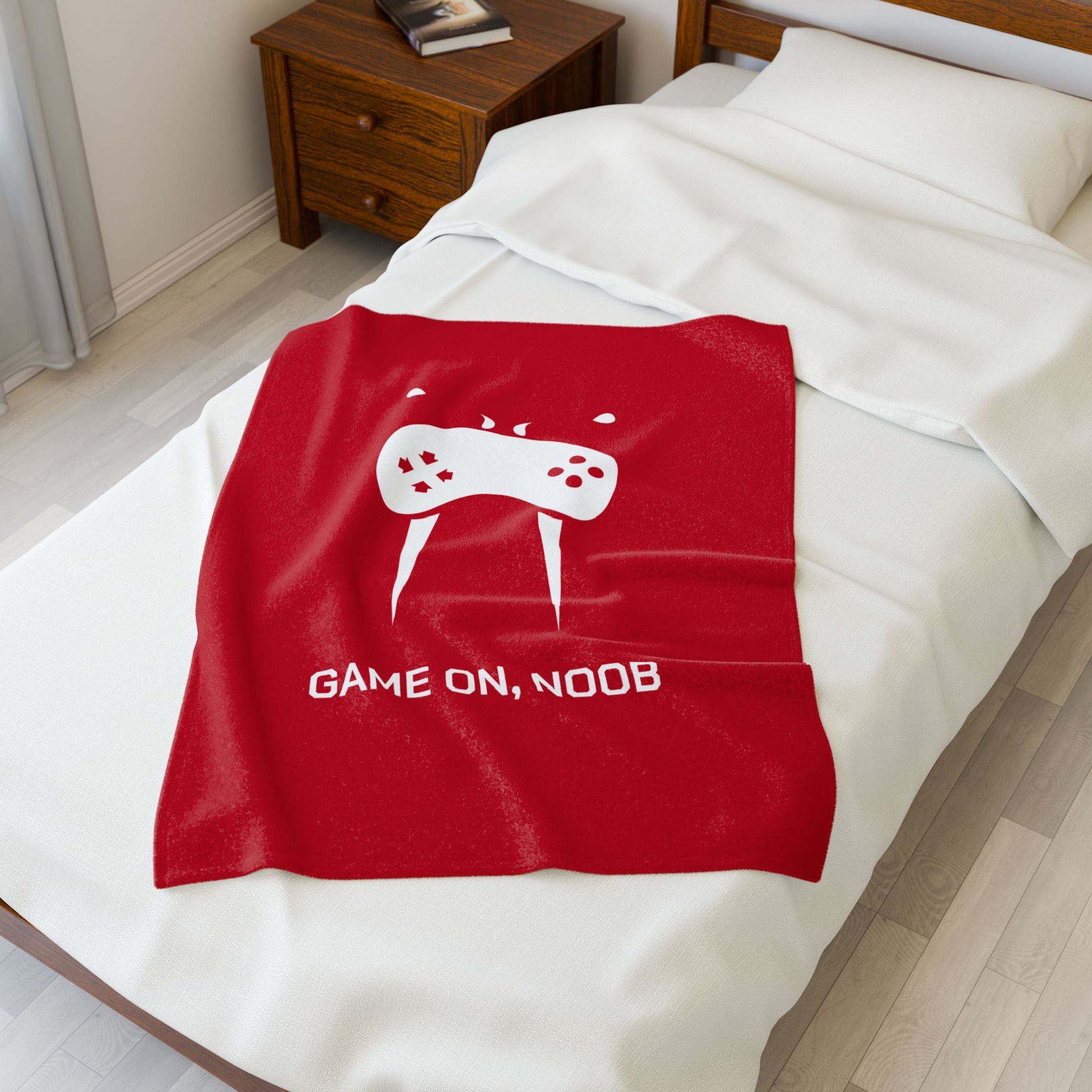 Gaming Velveteen Plush Blanket — "Game On, Noob" Cozy Gamer Throw - Someone Has to Say It