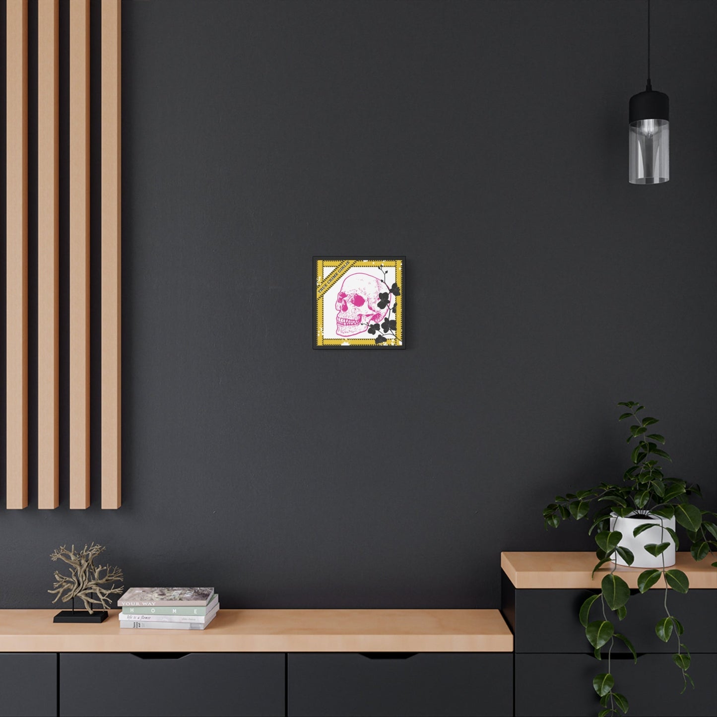 True Crime Pink Skull Canvas Wall Art — Matte Stretched Skull Print - Someone Has to Say It